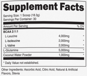 BCAA Glutamine label