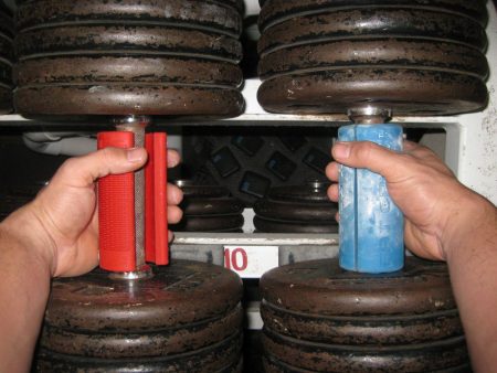 Thick dumbbell grips