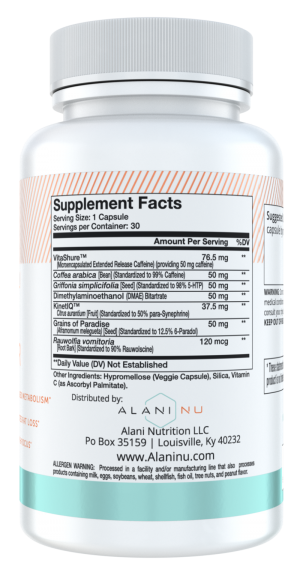 Alani Nu Ingredients label