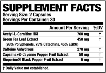 Burxt XT fat Burner Ingredients