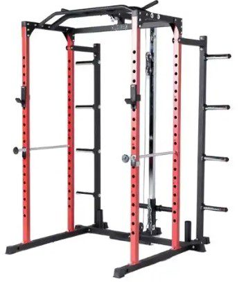 Power rack with lat pulldown