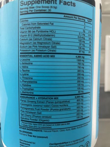 nutrition label for Intra by Swolverine