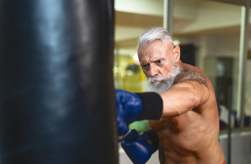 old guy boxing